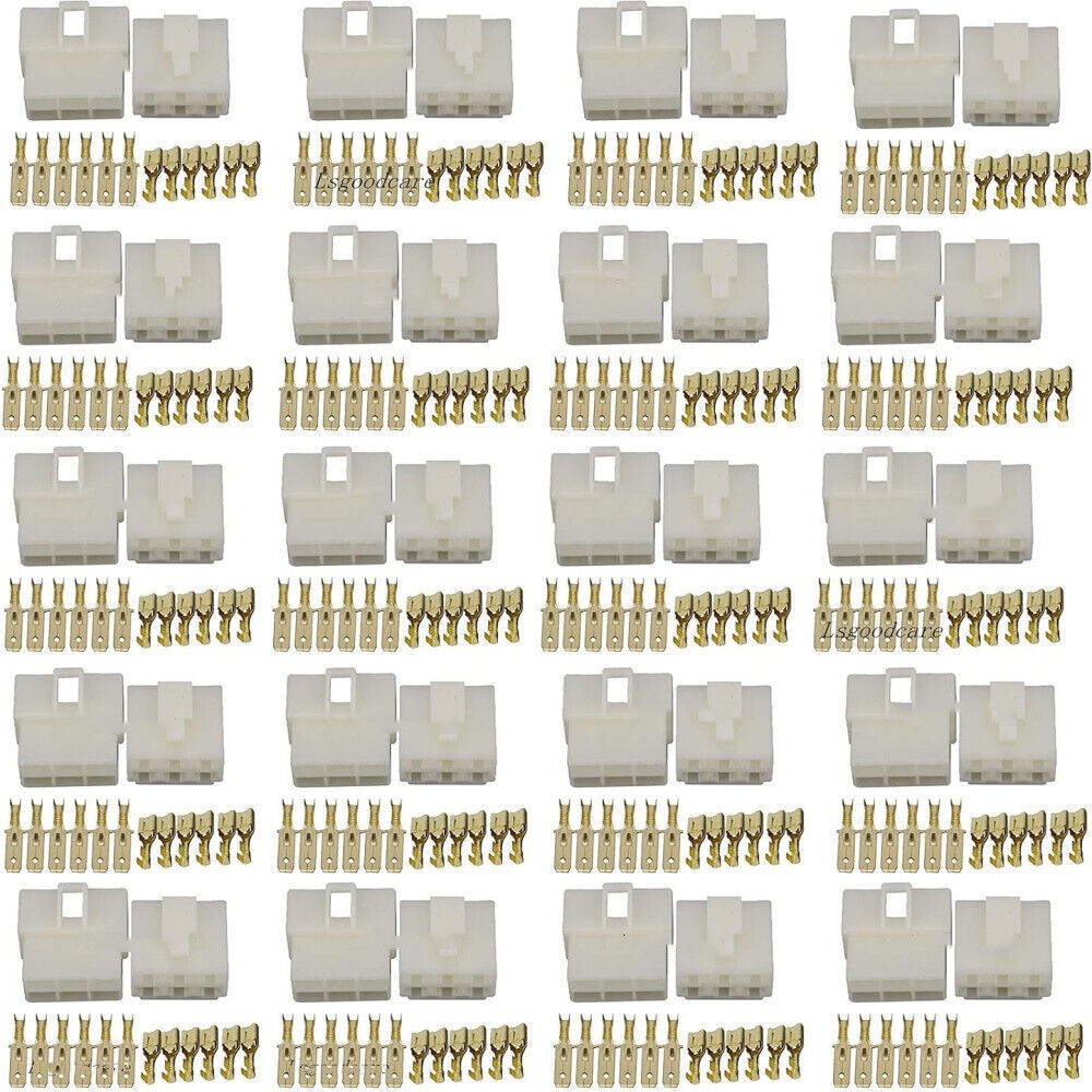 1-20 Set 6 Pin Socket Plug Male Female Brass 6.3mm Spade Terminal Wire Connector