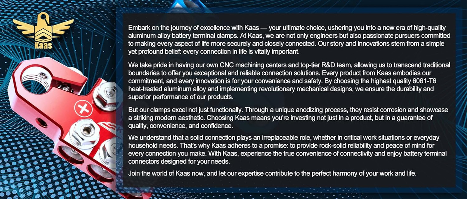 Kaas 6-Way Lead Acid Battery Terminal Connector, Colored Anode (Red/Blue) Set, f
