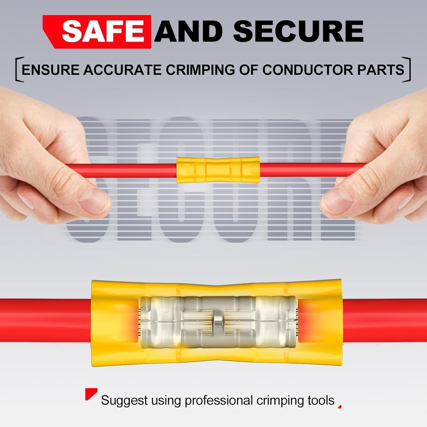 22,20,18,16 AWG/Gauge Red Butt Connectors Wire Crimp Splice Terminals | ,100 Pcs