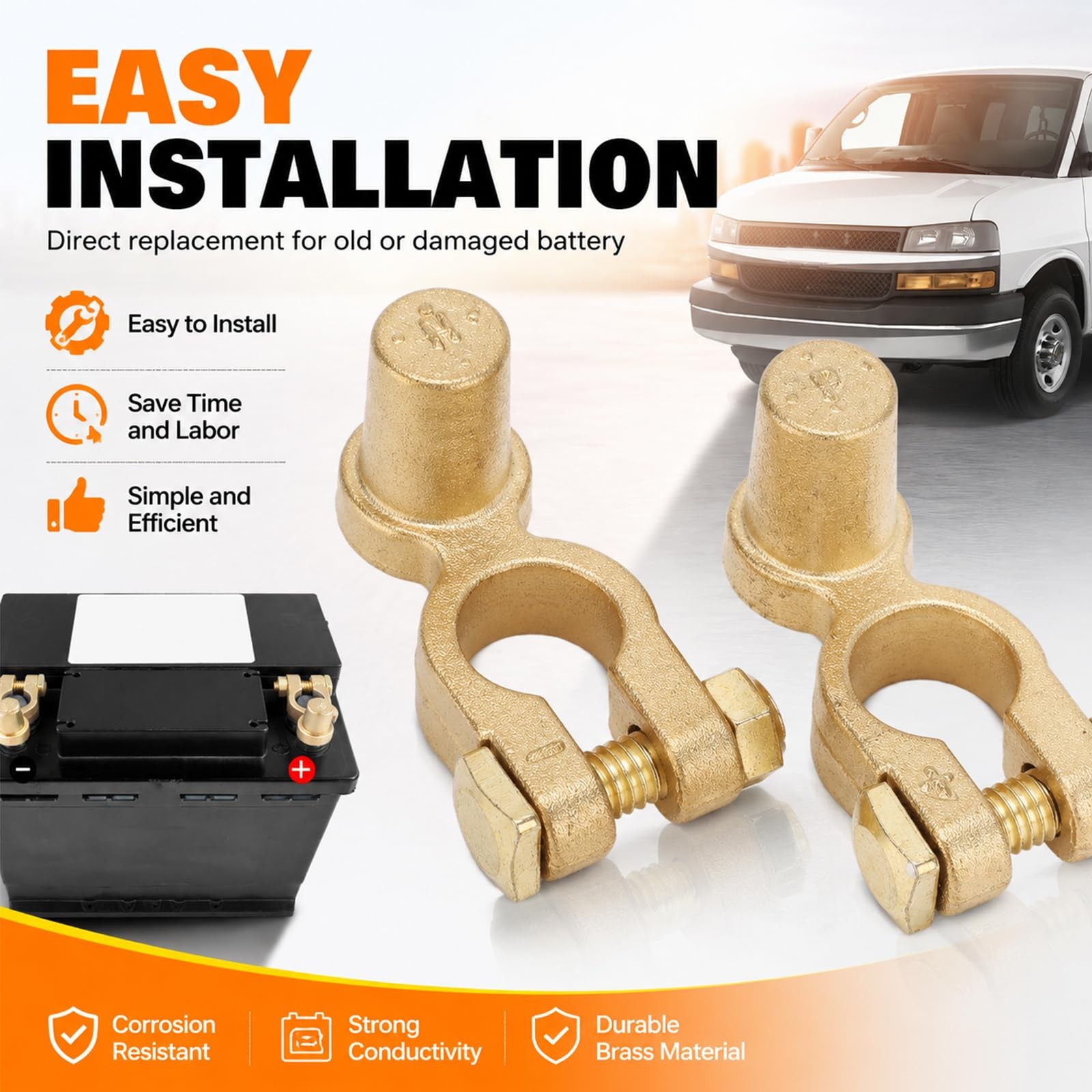 1 Pair SAE to JIS Car Battery Terminal Connector,Car Battery Terminal Clamps,…