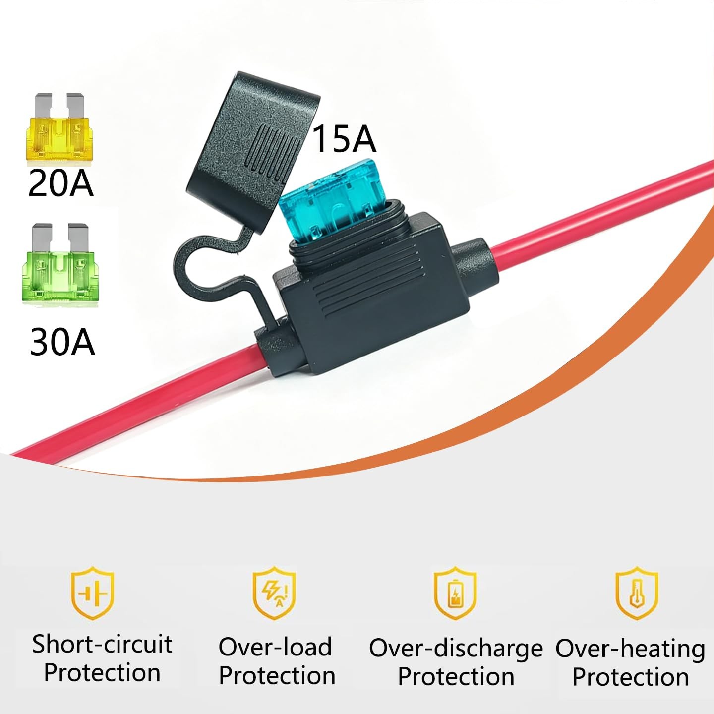 10AWG SAE Connector to O Ring Terminal Harness 15A 20A 30A Fuse