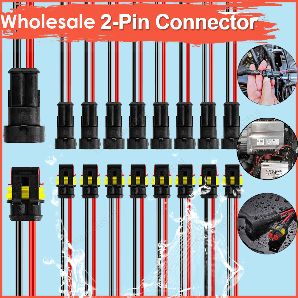 Car Waterproof Electrical Wire Cable Connector Male Female 2Pin Way Plug Kit LOT