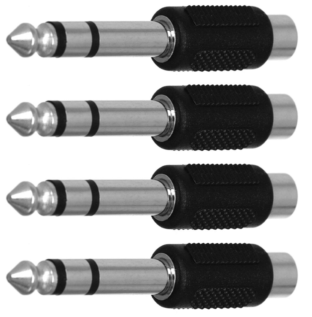 CESS 6.35mm 1/4 Inch #658: Stereo Male to RCA Female,4-Pack, Silver