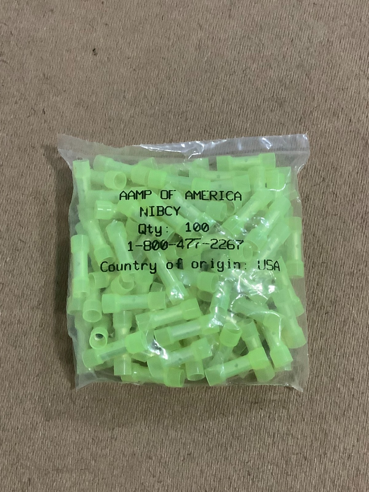 NEW AAMP OF AMERICA 100 PACKAGE Yellow Nylon Butt Connector 12-10 Gauge NIBCY