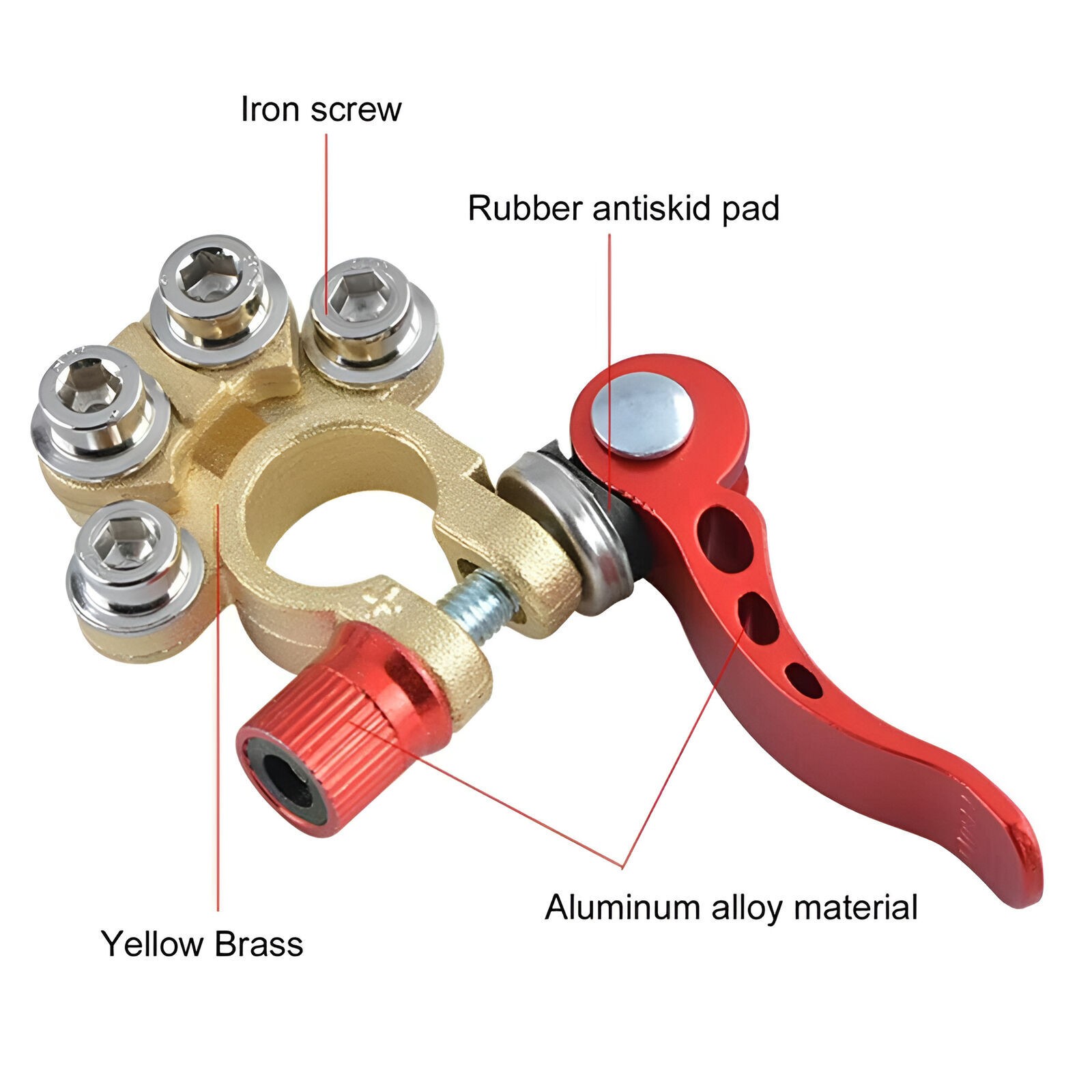 2PCS 4 Way Car Battery Terminal Clamp Connectors Quick Release Disconnect Tool