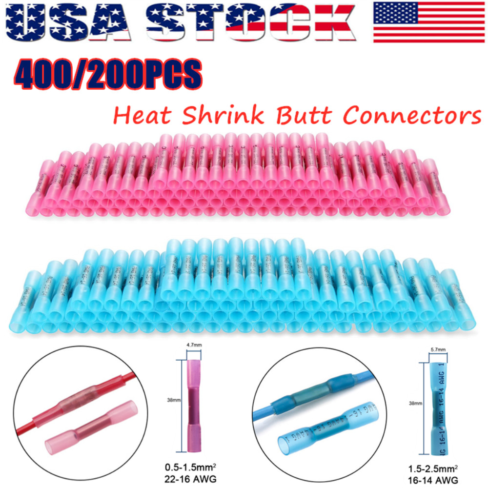 600/200x Heat Shrink But Connector Waterproof Electrical Wire Marine Butt Splice