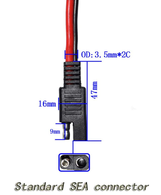 Marine 20A 14AWG Y Splitter 1 to 2 SAE 11.8″ Extension Cable
