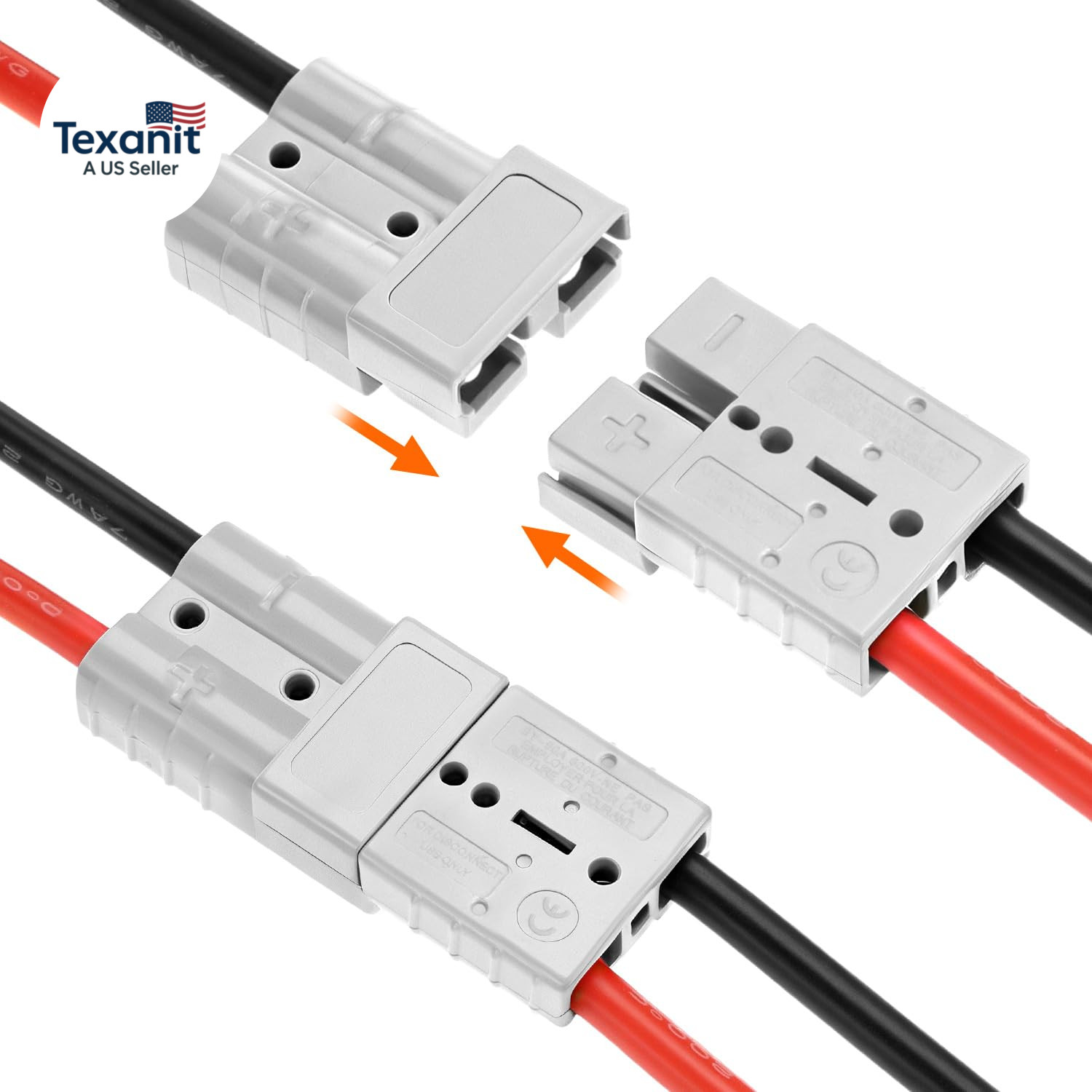 2 Pack 50A Battery Quick Connector with 7AWG Tinned Copper Wire, Quick Disconnec