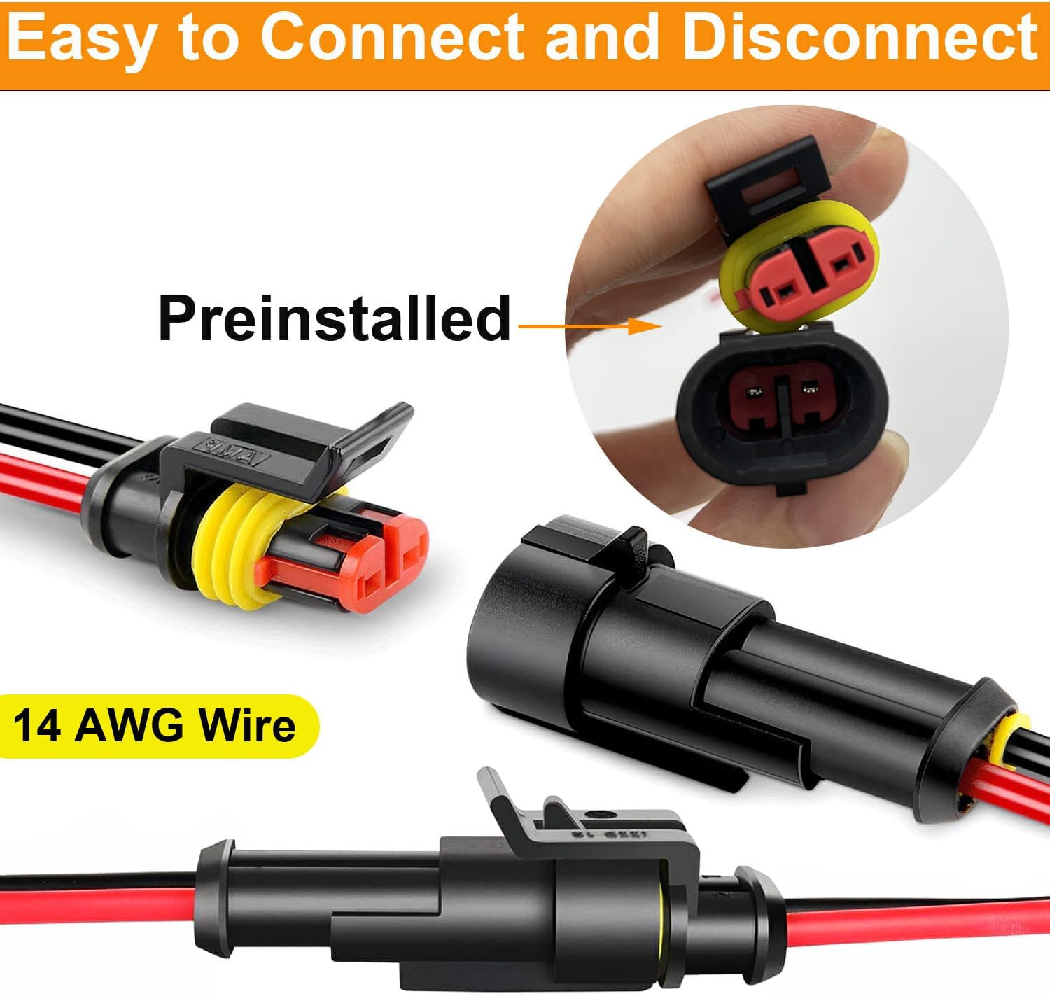 14 AWG 3 Wire Connector 3 Pin Automotive Electrical Waterproof Connectors |