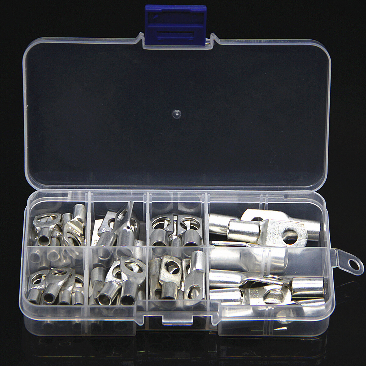 60PCS Tinned Copper Lug Ring Terminals Kit Battery Wire Welding Cable Connectors