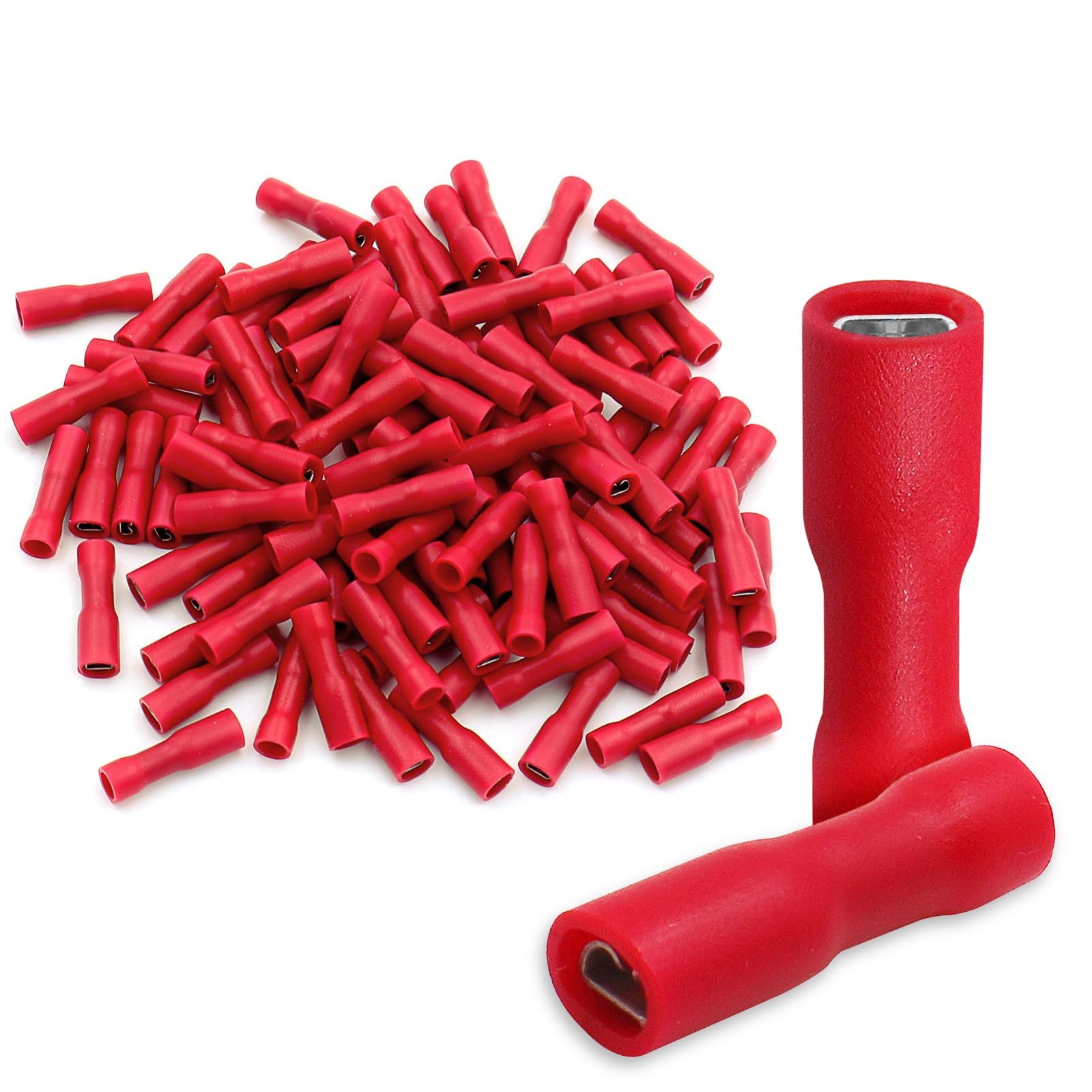 100-Pack 0.11 Female Quick Disconnect Spade Terminals, 22-16 AWG 2.8mm, Fully…