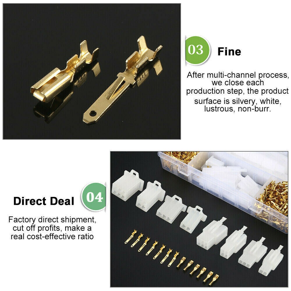 480pcs Motorcycle Car Electrical 2/3/4/6 Pin Wire Connectors 2.8mm Terminals Kit