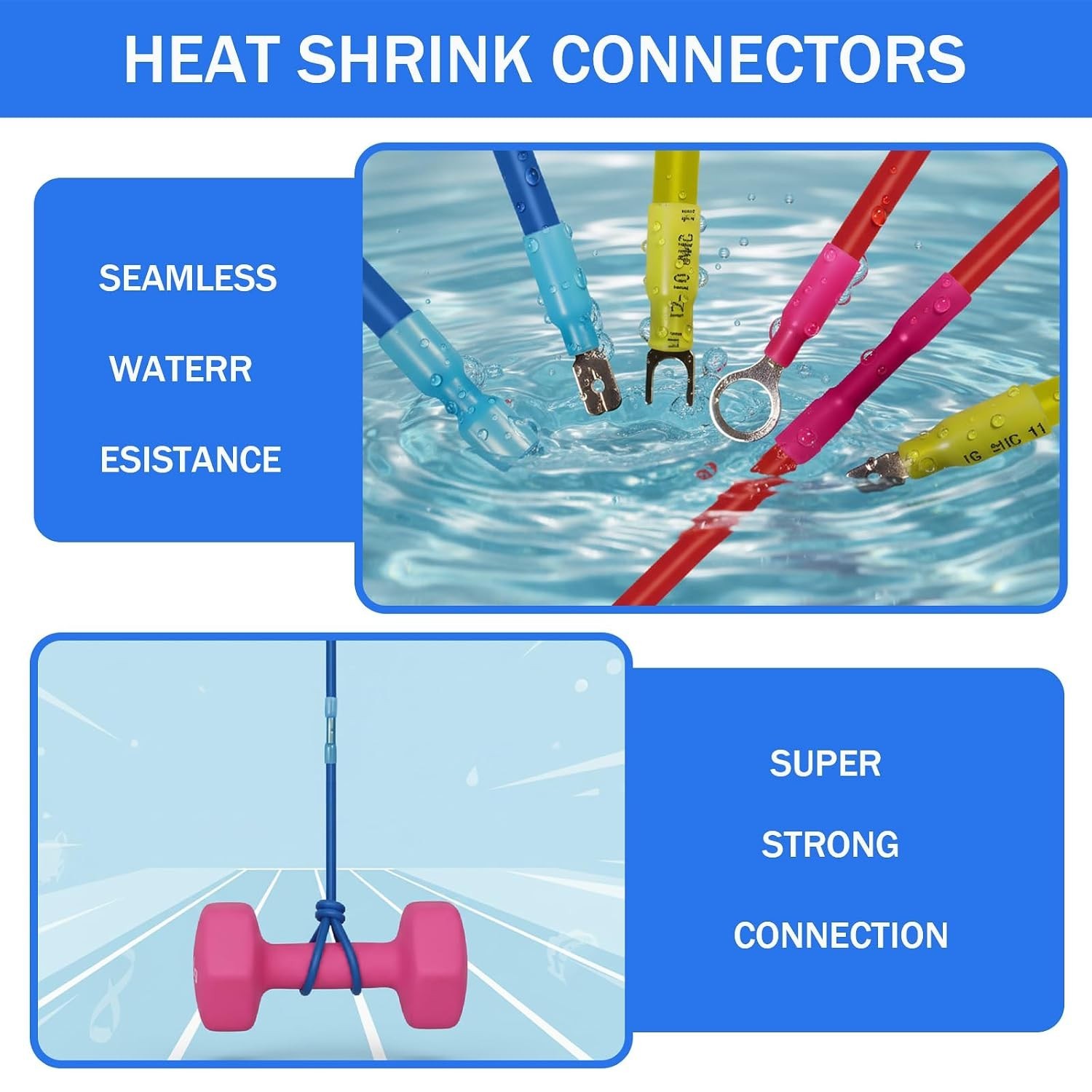 70Pcs Heat Shrink Wire Connectors Kit, Marine Grade Tinned Copper Electrical …
