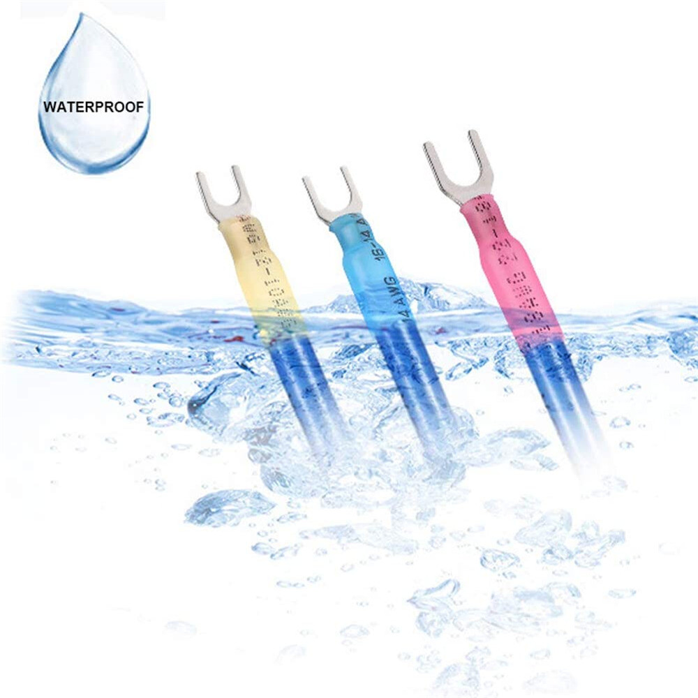 50-100pcs Insulated Electrical Heat Shrink Fork Spade Crimp Terminal Connector