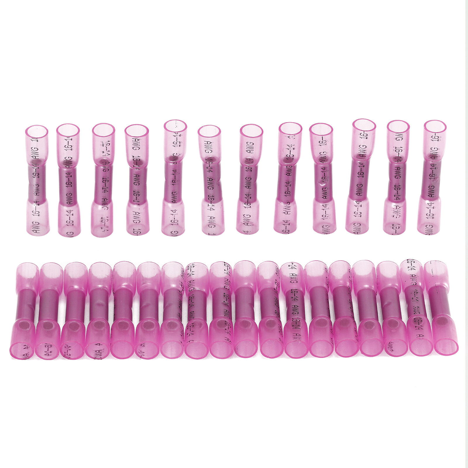 100Pcs 22-16AWG Red Heat Shrink Wire Butt Connectors Waterproof Splice Terminals