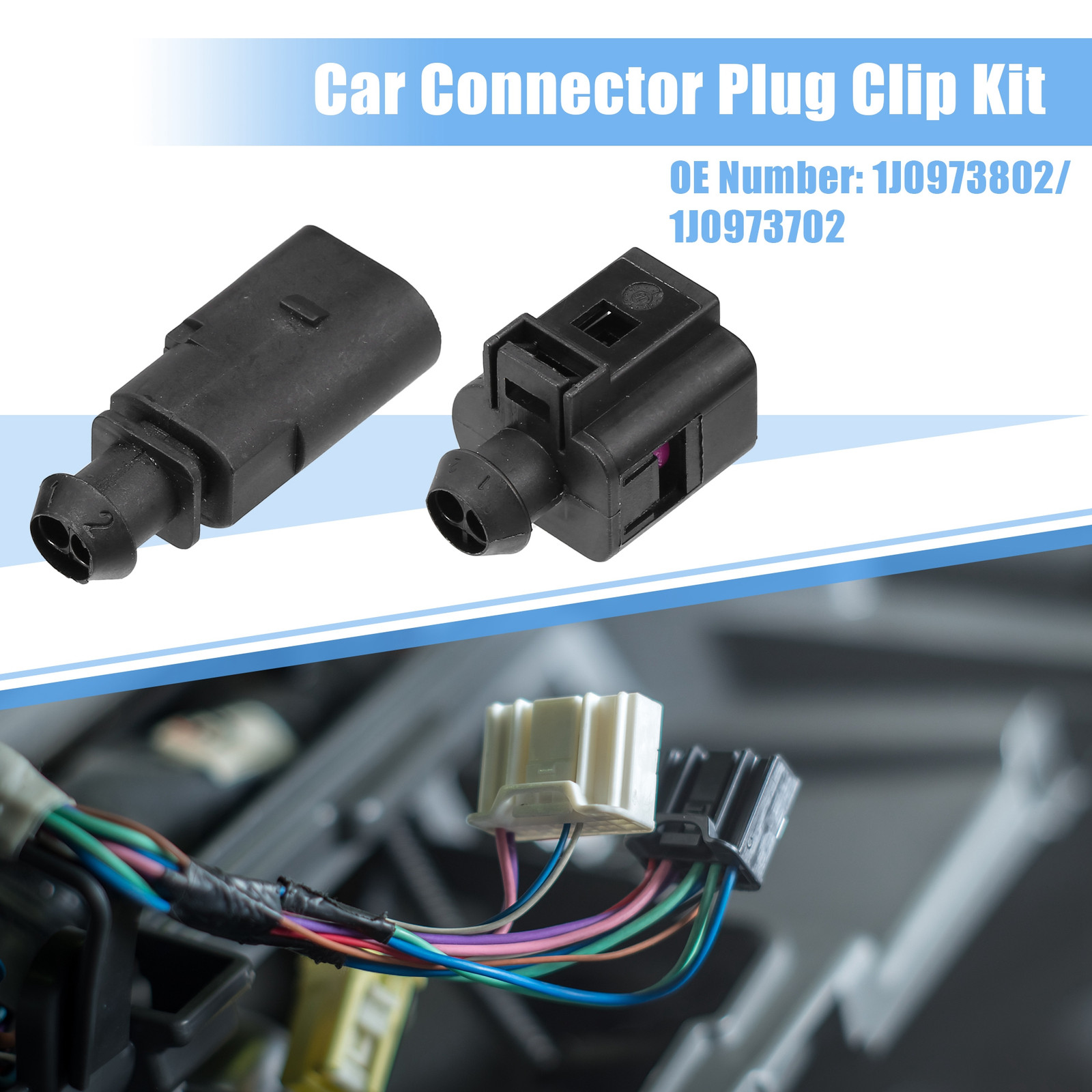Pack (1) No.1J0973802 2Pin Male Female Connector Sensor Plug Adapter Kit for VW