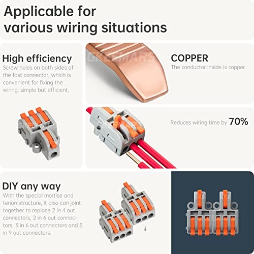 10Pcs Mini Electrical Wire Connectors, DIY Splicing into 1 in 3 out, nylon