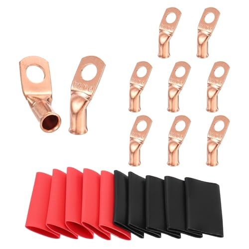 10pcs 6 Awg 45° Bent Copper Lugs Battery Cable Ends, 6 Gauge 6 Awg x 5/16″