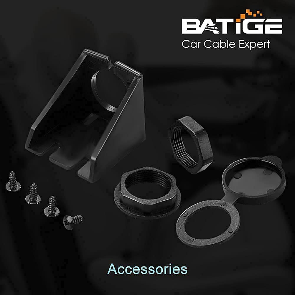 BATIGE 2 Ports Dual USB 3.0 Male to Female AUX Flush 1pcs 3ft, Black