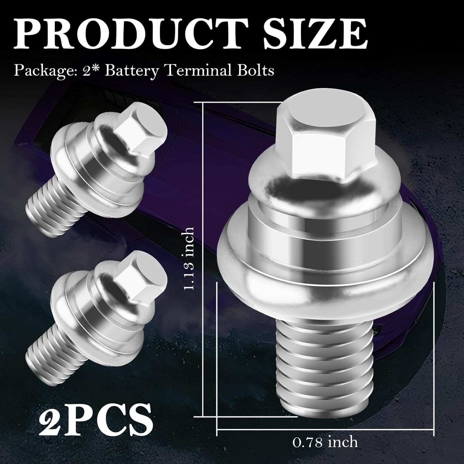 4PCS 3/8″-16 Battery Terminal Bolts Q235 Steel Side Post for Chevy GMC Buick