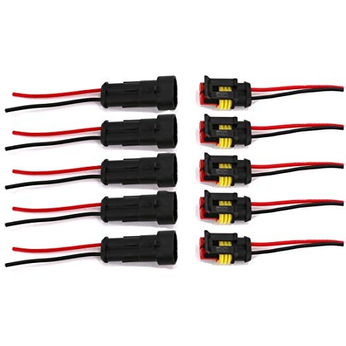 2 Pin Way Waterproof Electrical Connector Wire Harness 16 AWG Marine for 5 Sets