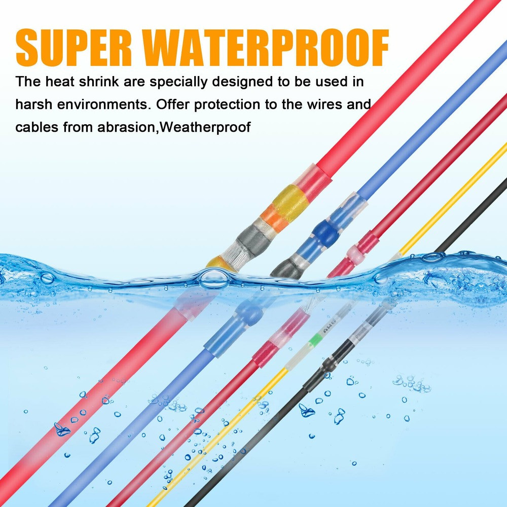160Pcs Solder Sleeve Heat Shrink Wire Butt Splice Connector Waterproof Terminals