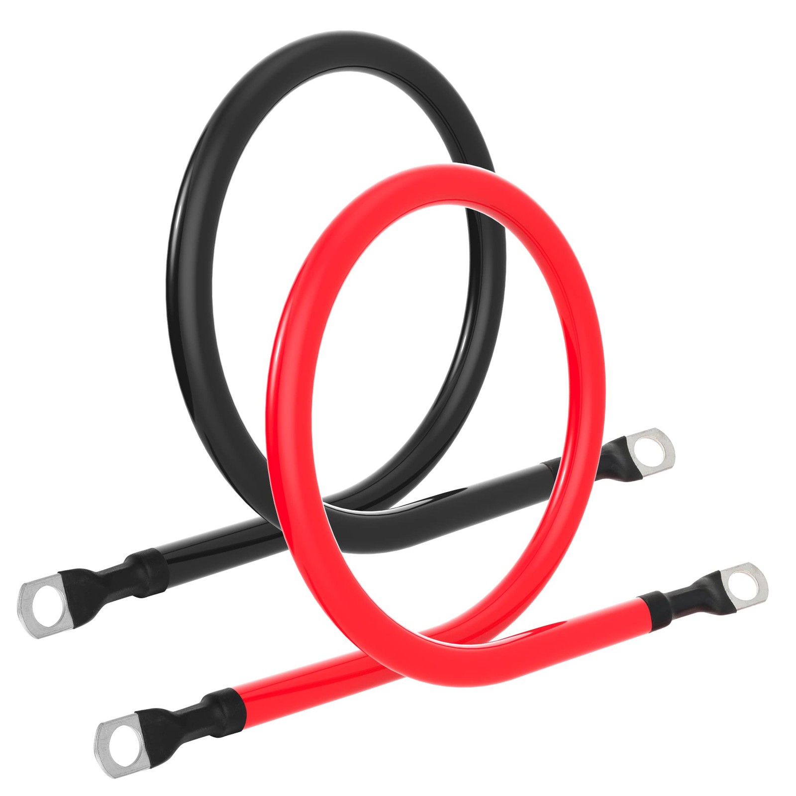 TUELETFU 2 AWG Battery Cable 2FT Black Copper Lugs