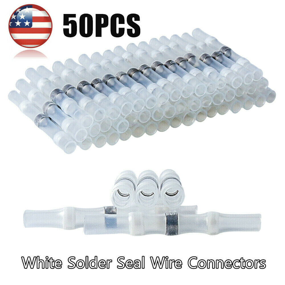 Solder Sleeve Heat Shrink Butt Wire Splice Connector Waterproof Terminals 50PCS