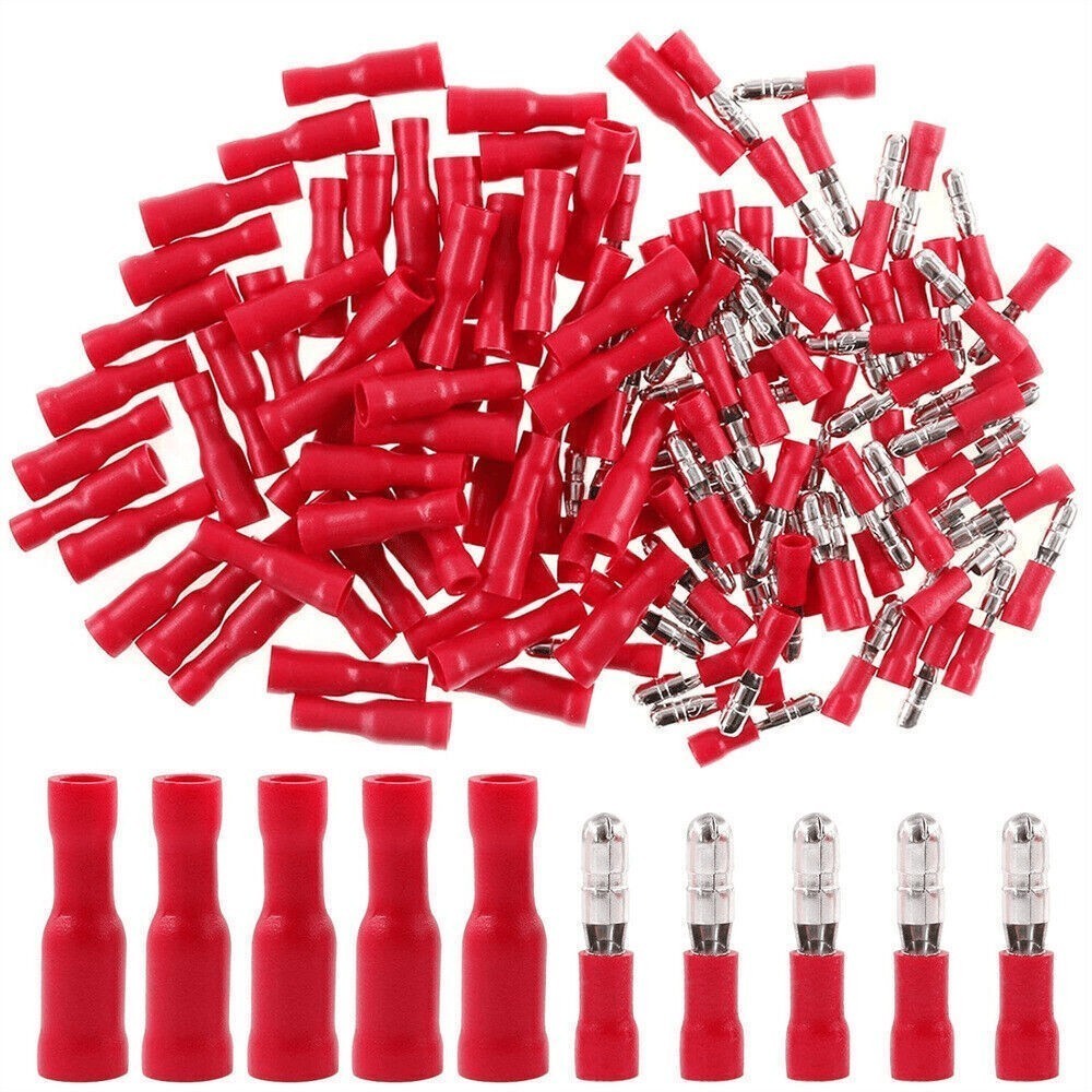 100X Insulated Crimp 22-16AWG Wire Splice Terminals Bullet Connector Male Female