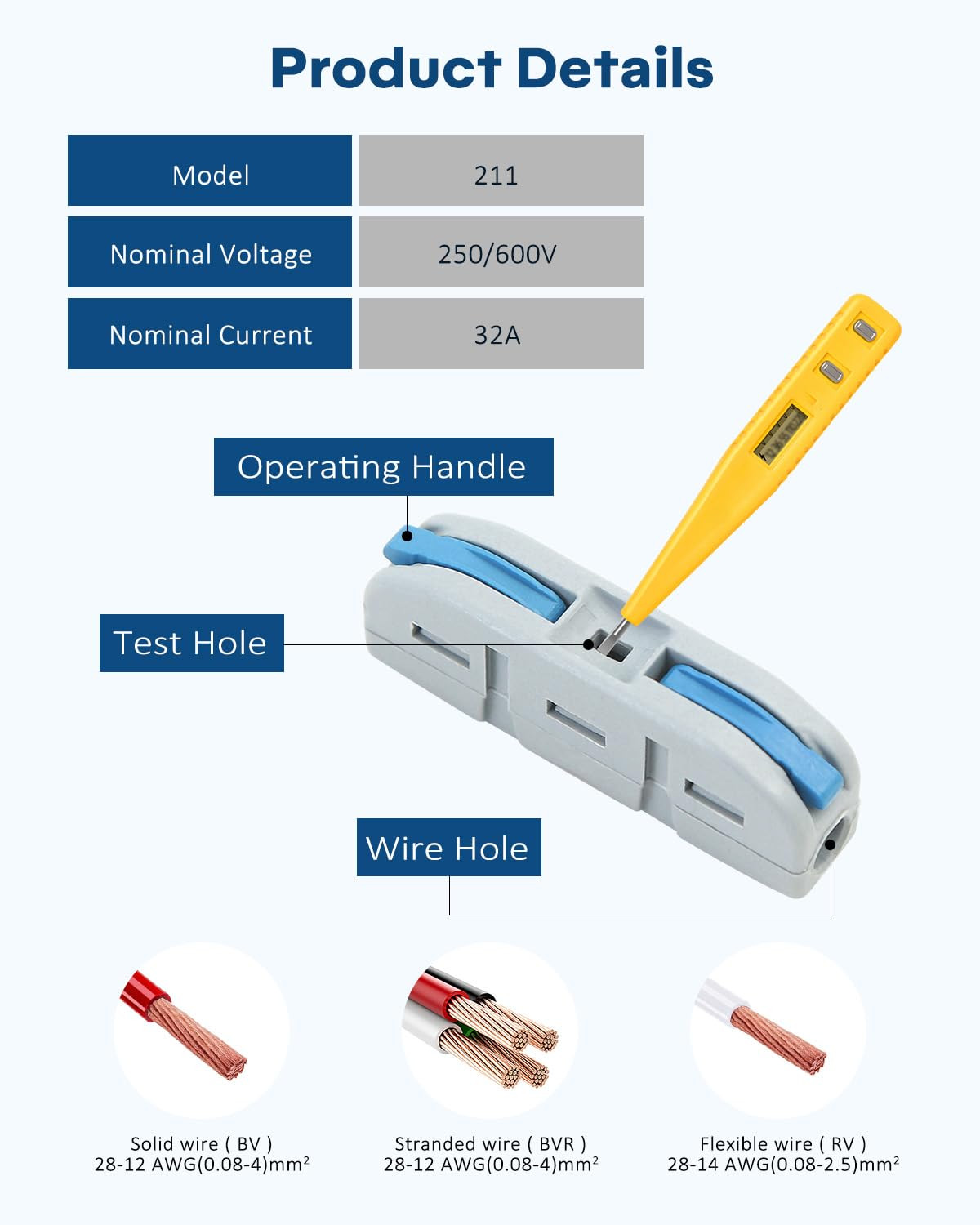 Lever Nut Wire Connectors Tool Free Splice 28-12 AWG Flame Retardant 20 Pcs NEW