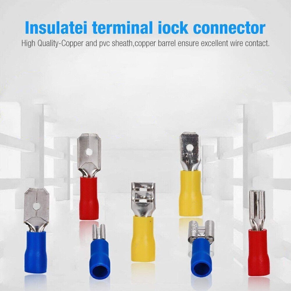 Assorted Insulated Electrical Wire Terminals Crimp Connectors Spade Kit US