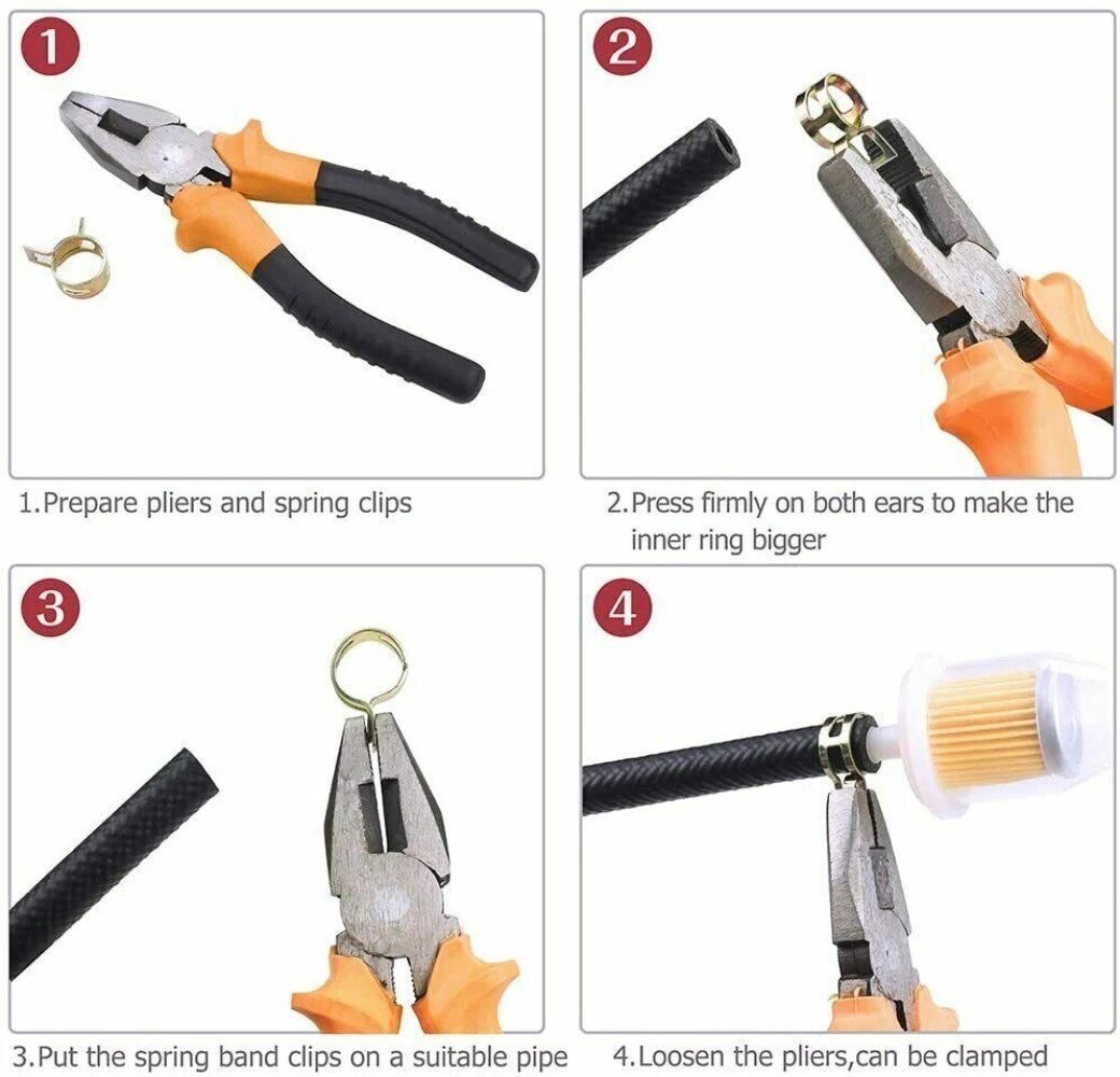 115Pcs Spring Clips Fuel Hose Line Water Pipe Air Tube Clamps Pliers 6-22mm Set
