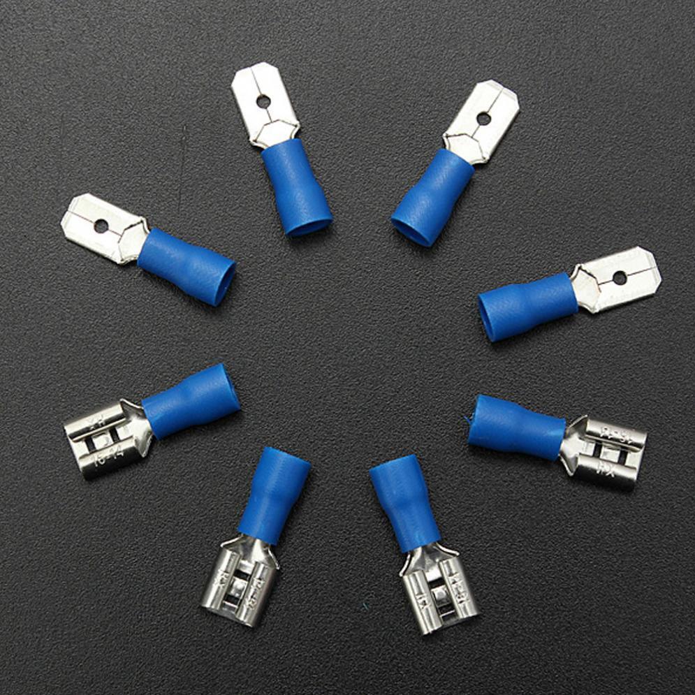 100/200X Blue Male / Female Spade Blade Connectors Insulated Wire Crimp Terminal