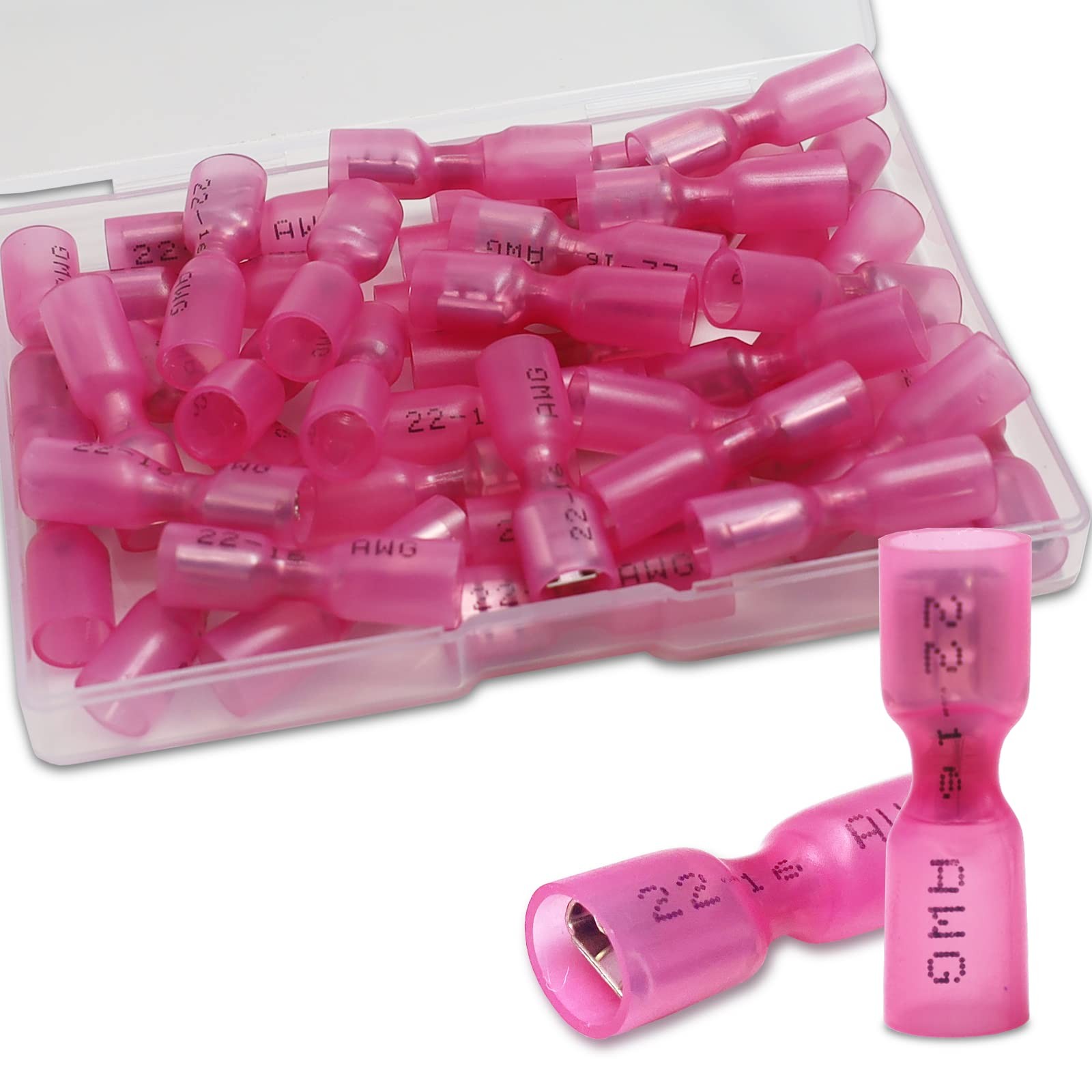 MENTBERY 100 PCS Spade Connectors, Heat Shrink Spade Terminal 22-16 AWG