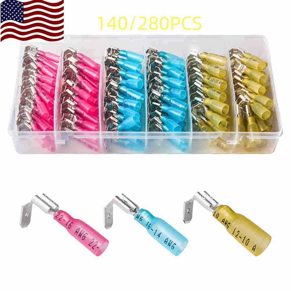 140/280PCS Piggyback Heat Shrink Quick Disconnect Terminal Wire Crimp Connectors