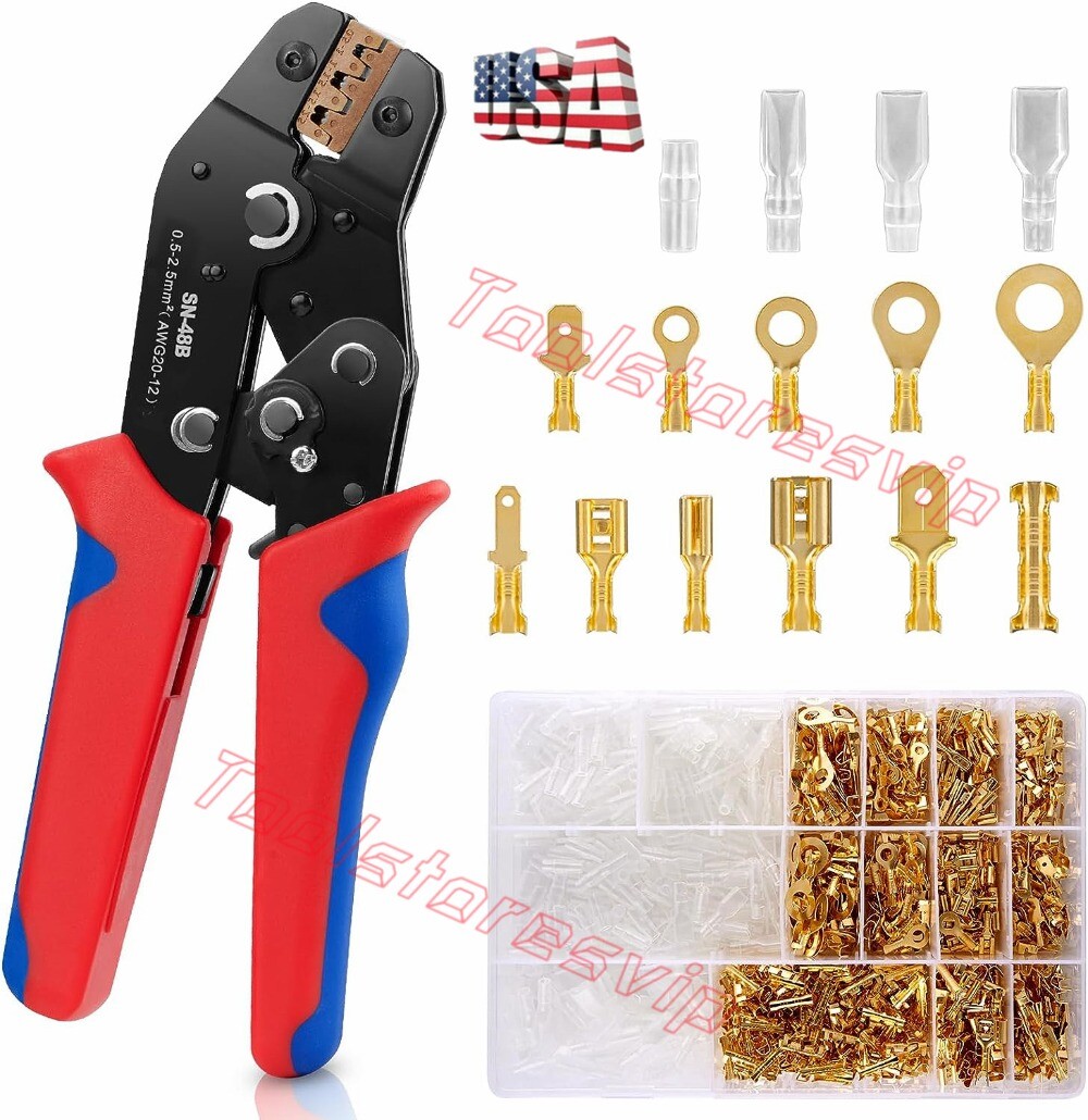 1000Pcs Assortment Spade Male Female Terminals Ring lugs Wire Crimp Connectors