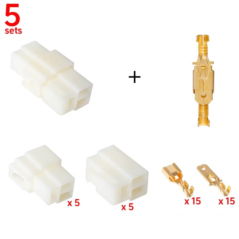 5 Sets Motorcycle 3 Pin Plug Electrical Wire Connectors 6.3mm Spade Terminal Kit