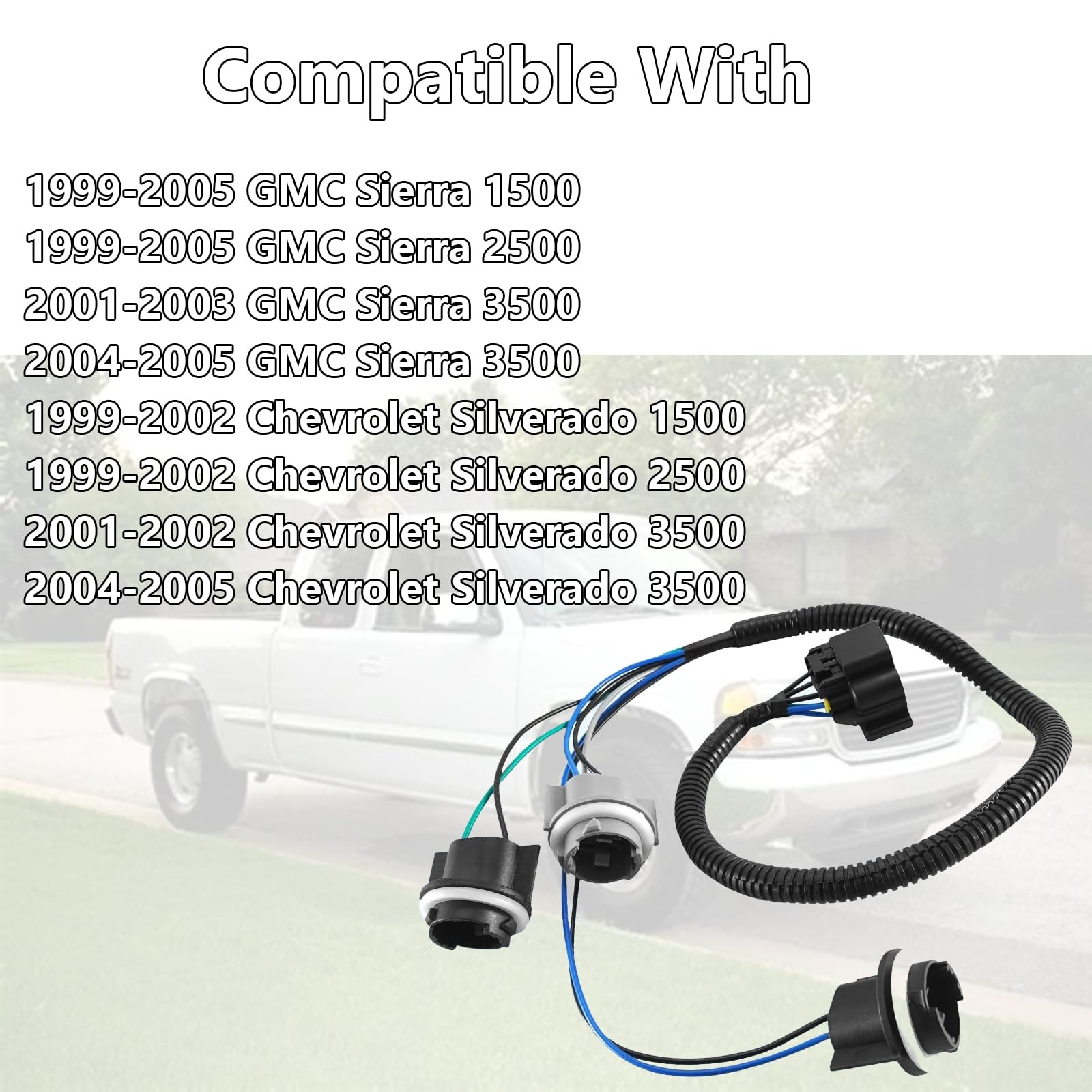 Rear Right Tail Light Wiring Harness Compatible with GMC Sierra 1500 2500 350…