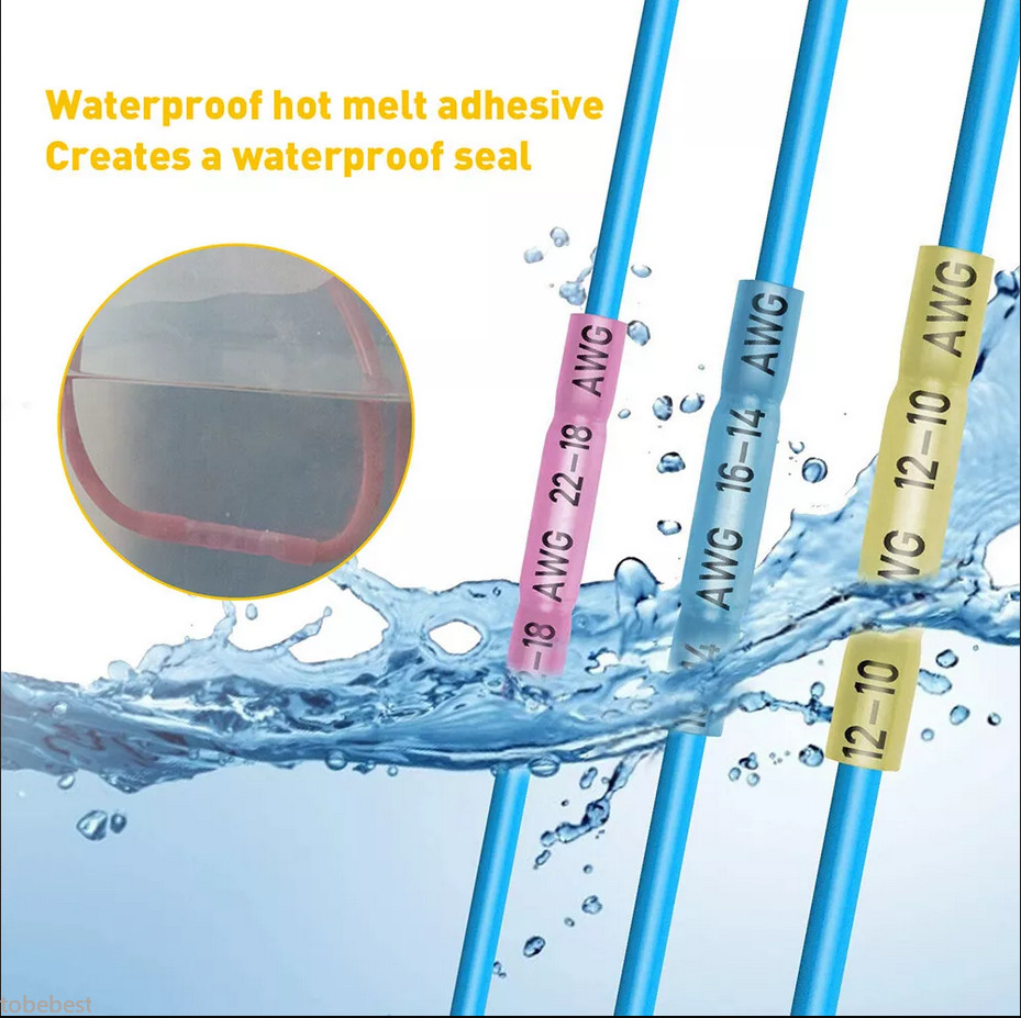 1000x Heat Shrink Butt Red Blue Yellow Waterproof Wire Connectors Seal Terminals