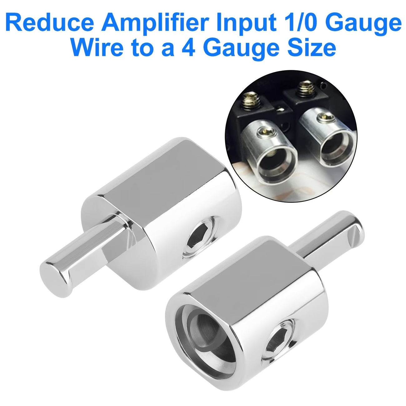 ILL Customz Offset Power and Ground 1/0 Gauge to 4 Gauge Amp Input Reducers LOT
