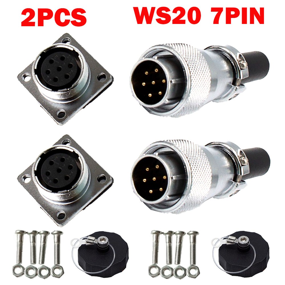 2Pc WS20 10A 7 Pin Aviation Plug Socket Industrial Electrical Power Connector