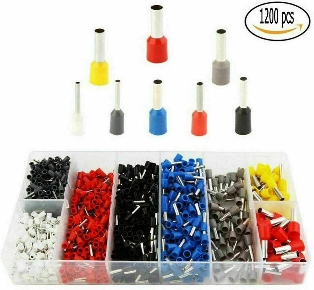 1200PCS Connectors Cord Wire Crimp Cable Pin End Bootlace Ferrule Terminals Kit