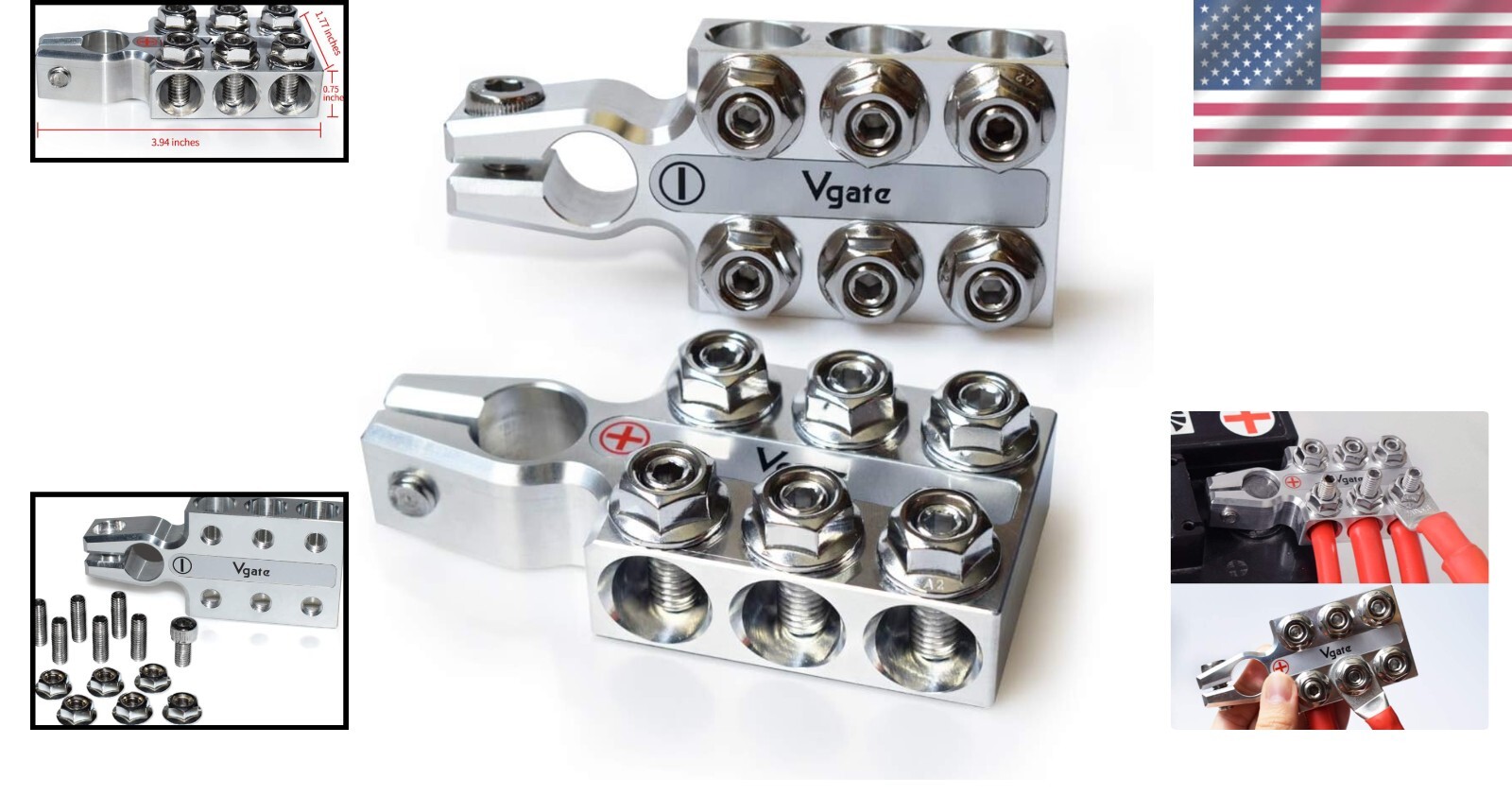 Durable SAE/DIN/EN Tapered Lead Acid Battery Clamps with 8AWG to 4/0 AWG Support