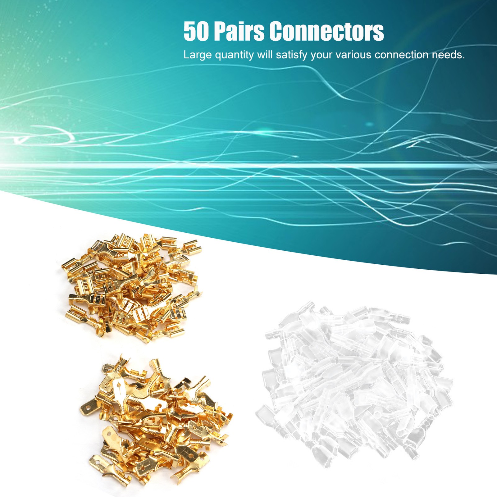50 Pairs Crimp Terminal Electric Brass Insulating Wire Cable Connector New