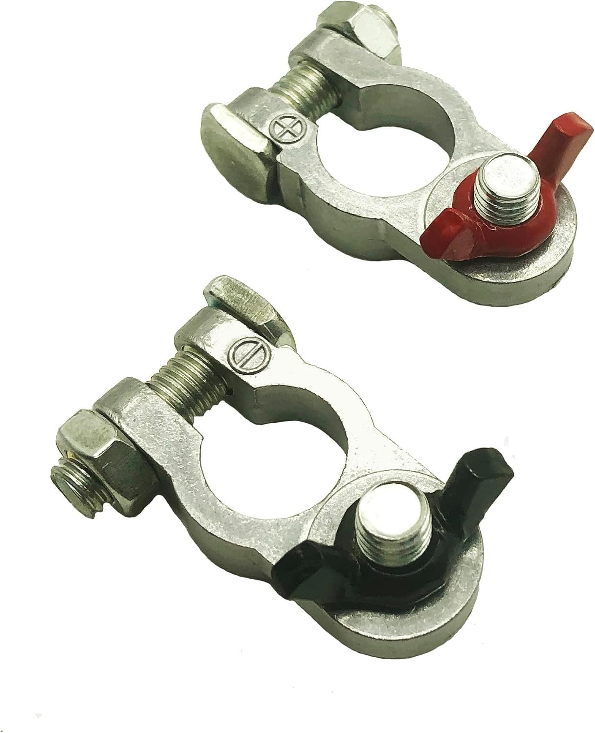 Zinc-Plated Battery Terminal Set for Marine and RV Use – 1 Positive + 1 Negative