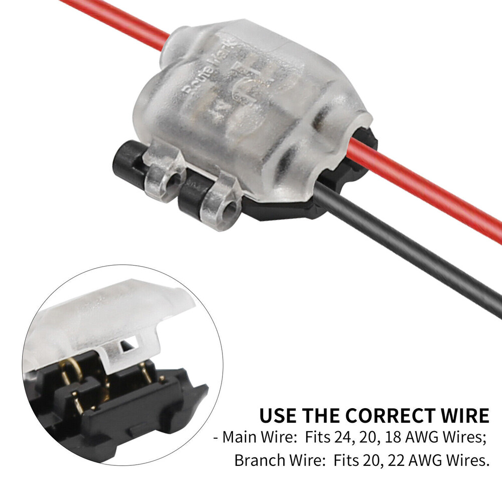24x Low Voltage Wire splice connectors 3 Way T Tap Solderless For 24-18 AWG Wire