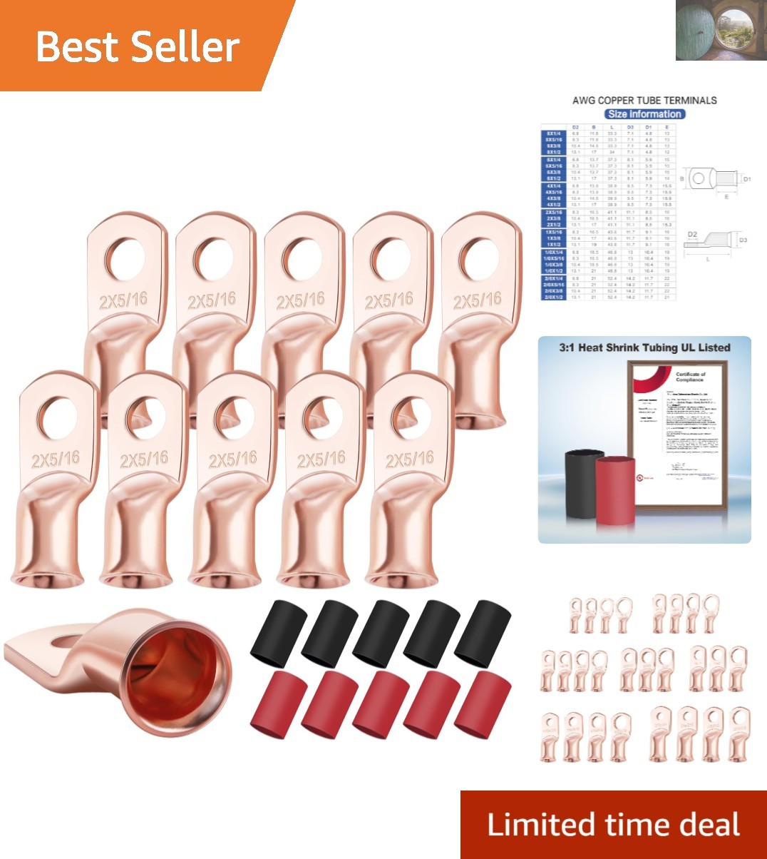 10PCS Heavy Duty Battery Connectors with Polyolefin Insulation & Tubing