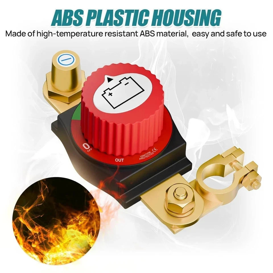 Top Post Battery Disconnect Switch, 12-48V Heavy-Duty Battery Kill Switch for Ca