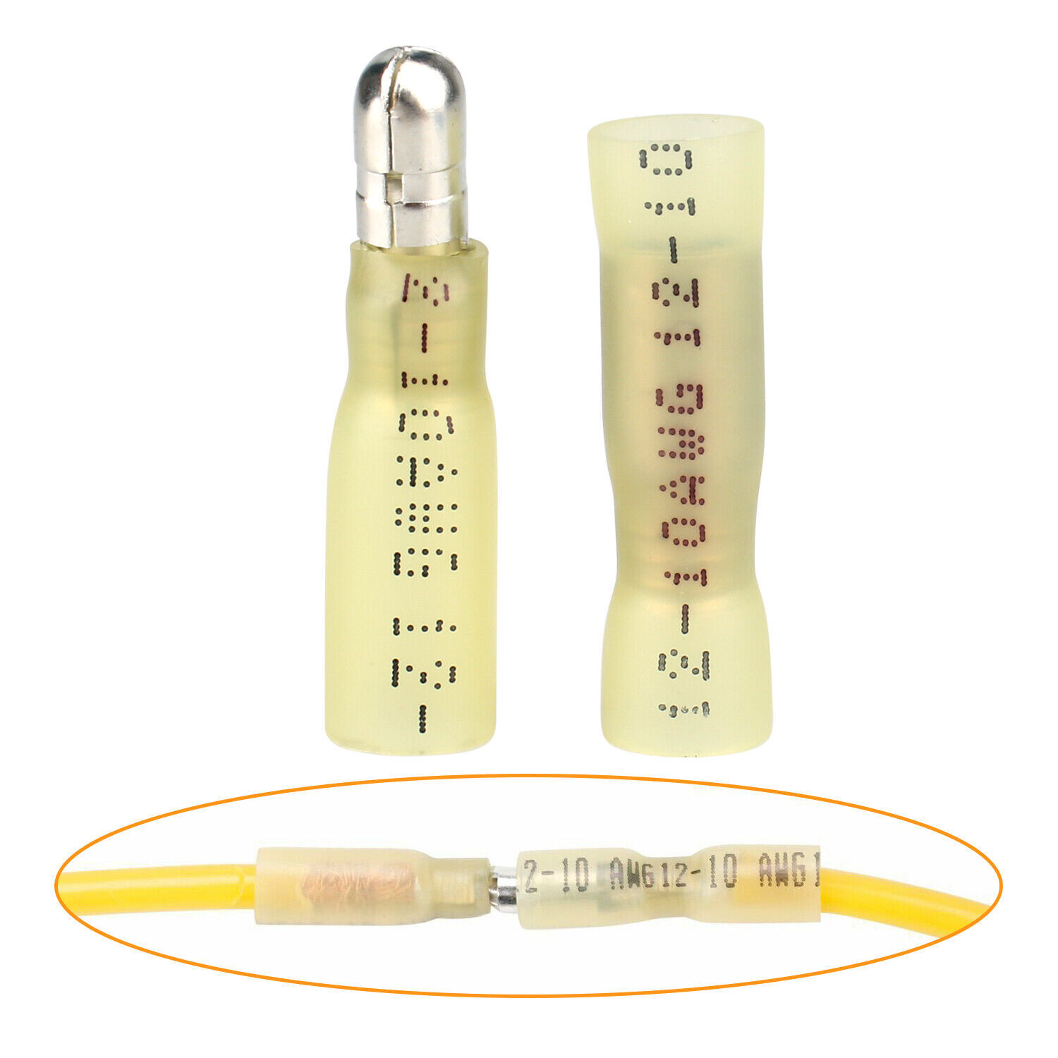 200pcs Heat Shrink Bullet Wire Connectors 22-10AWG Male Female Crimp Terminals
