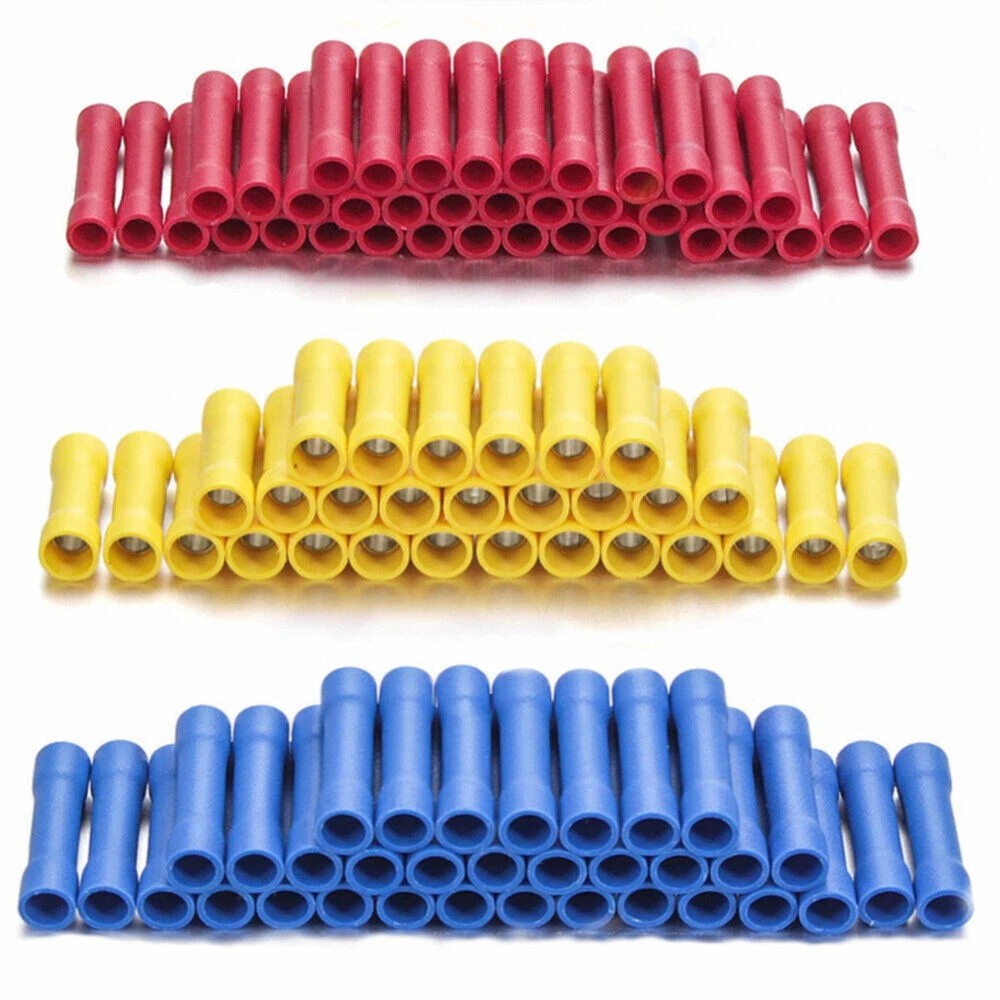 200PCS Insulated Straight Electrical Wire Connectors Butt Splice Crimp Terminals